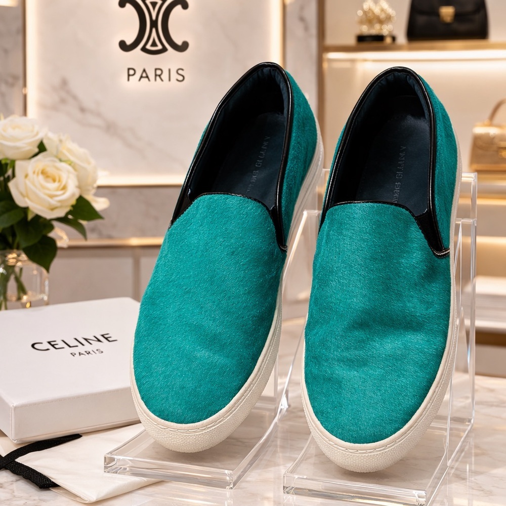 Celine Textured Slip-On Sneakers pony hair (calfskin) Size 40